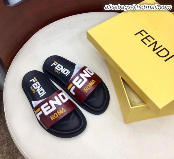 Cheap Price Fendi Glazed Fabric Slides G10325 Burgundy