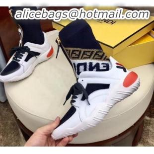 Good Product Fendi Multicolor Tech Fabric High-tops Sneakers G10332 Navy Blue/White