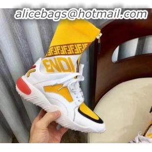 Best Price Fendi Multicolor Tech Fabric High-tops Sneakers G10332 Yellow