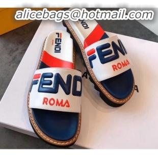 Perfect Fendi Mania Logo Slide Sandals G22001 White