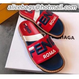 Discount Fendi Mania Logo Slide Sandals G22001 Red