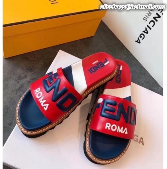 Discount Fendi Mania Logo Slide Sandals G22001 Red