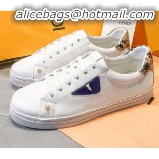 Discount Fendi Bag Bugs Eyes and Leopard Sneaker G22536 White/Blue 2020