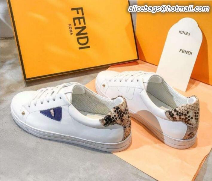 Discount Fendi Bag Bugs Eyes and Leopard Sneaker G22536 White/Blue 2020