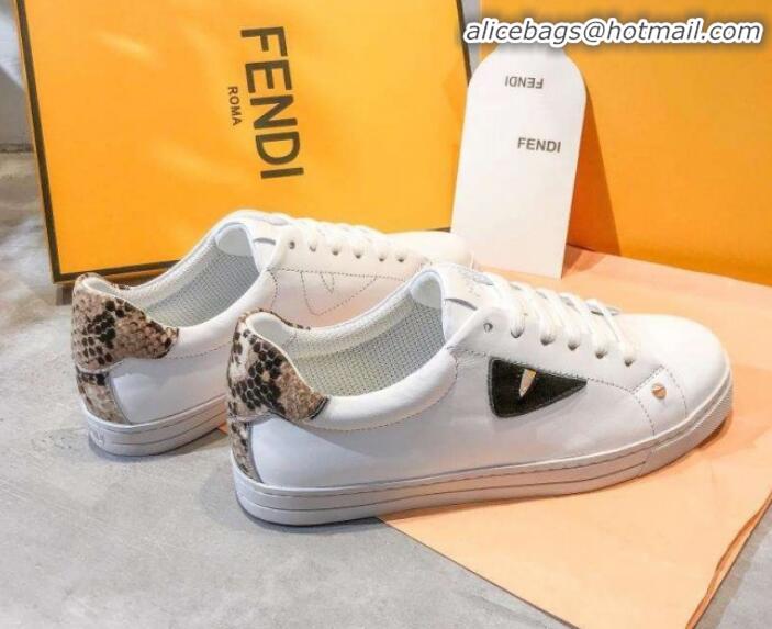 Top Quality Fendi Bag Bugs Eyes and Leopard Sneaker G22536 White/Black 2020