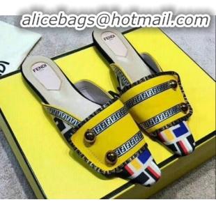 Good Taste Fendi Logo Studs Flat Mules G31158 Yellow 2020