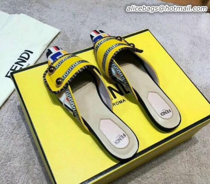 Good Taste Fendi Logo Studs Flat Mules G31158 Yellow 2020