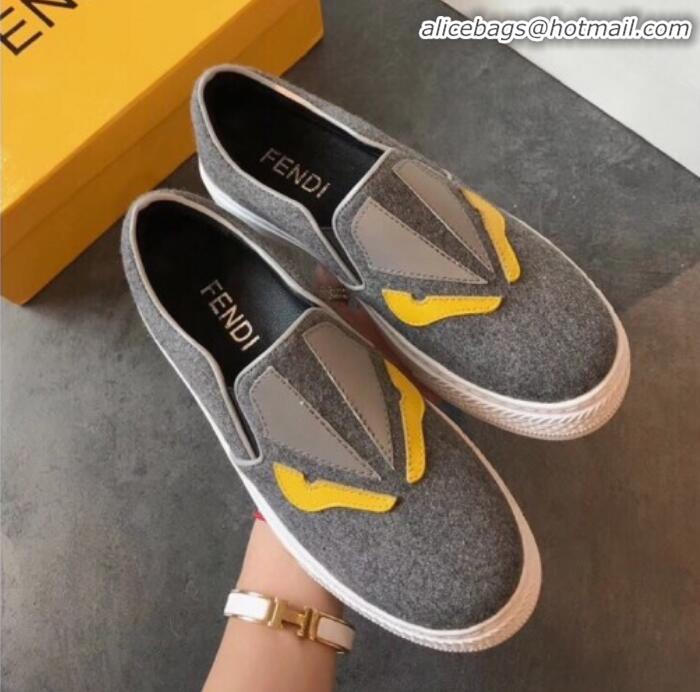 New Design Fendi Flat Bag Bugs Eyes Cashmere Loafers G31915 Dark Grey 2020