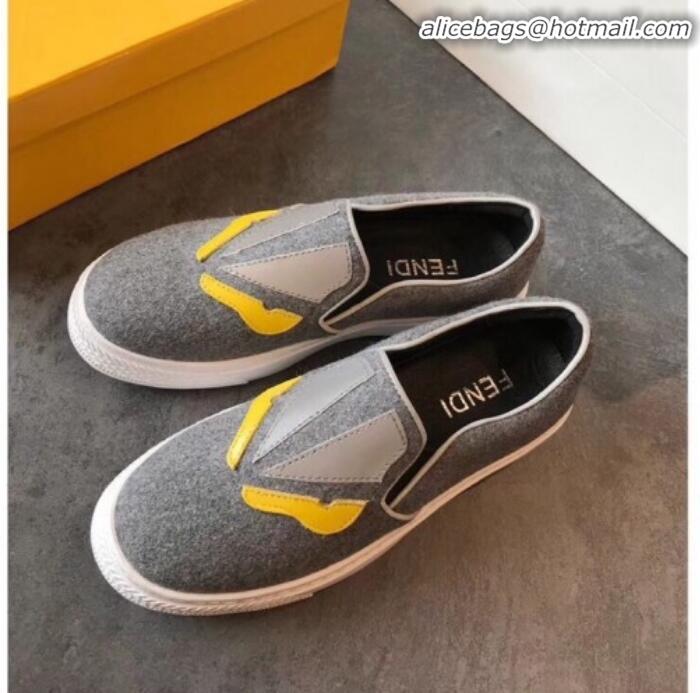 New Design Fendi Flat Bag Bugs Eyes Cashmere Loafers G31915 Dark Grey 2020