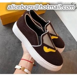 New Style Fendi Flat Bag Bugs Eyes Cashmere Loafers G31915 Coffee 2020