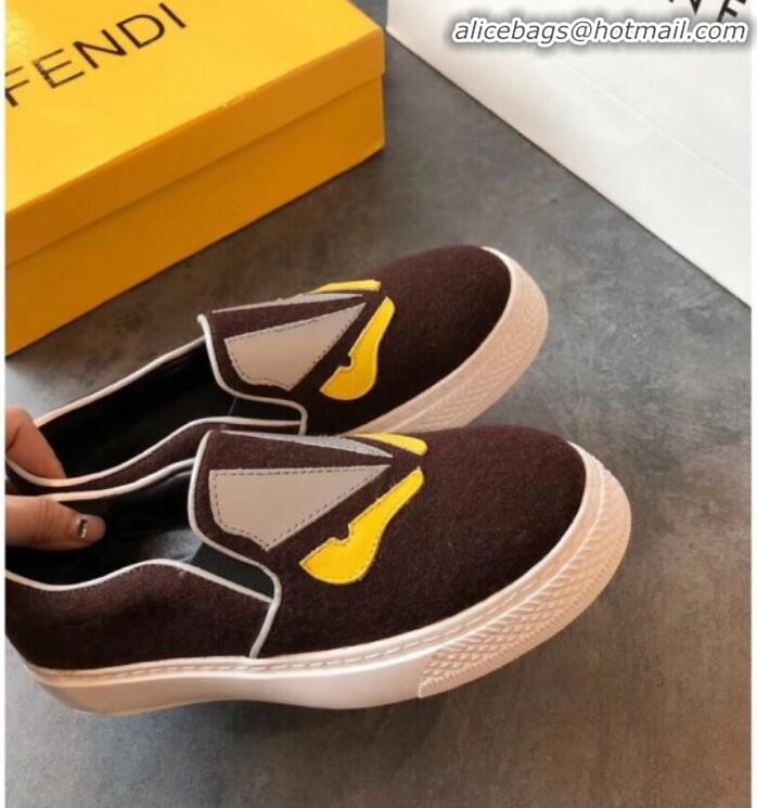 New Style Fendi Flat Bag Bugs Eyes Cashmere Loafers G31915 Coffee 2020