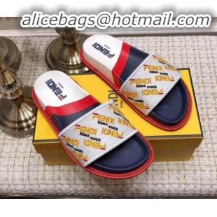 Most Popular Fendi Flat Satin Slide Sandals in Embroidered Canvas and Lambskin G32004 White 2020