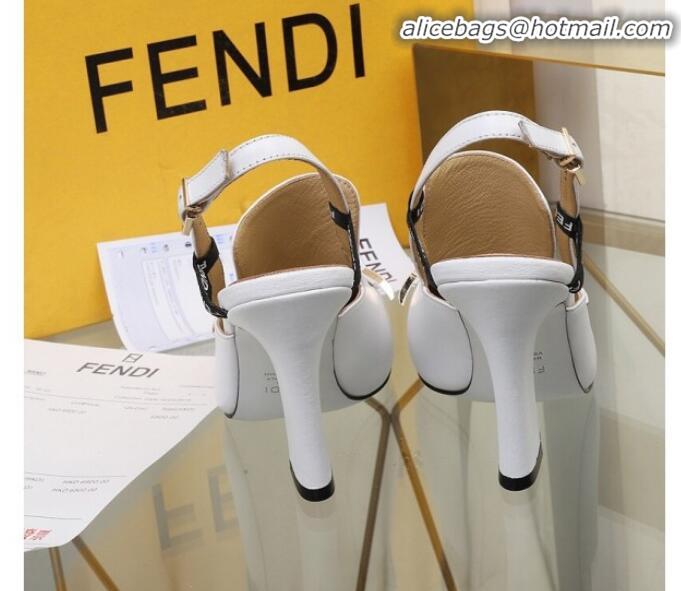 Low Price Fendi F Charm Leather Slingback Pump G32904 White 2020