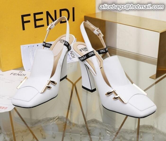 Low Price Fendi F Charm Leather Slingback Pump G32904 White 2020