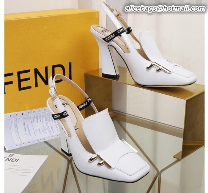 Low Price Fendi F Charm Leather Slingback Pump G32904 White 2020