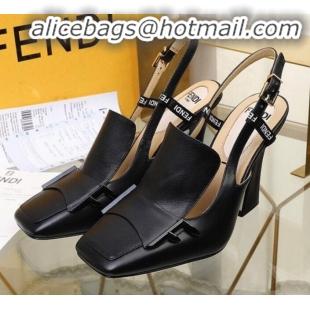 Top Sale Fendi F Charm Leather Slingback Pump G32904 Black 2020