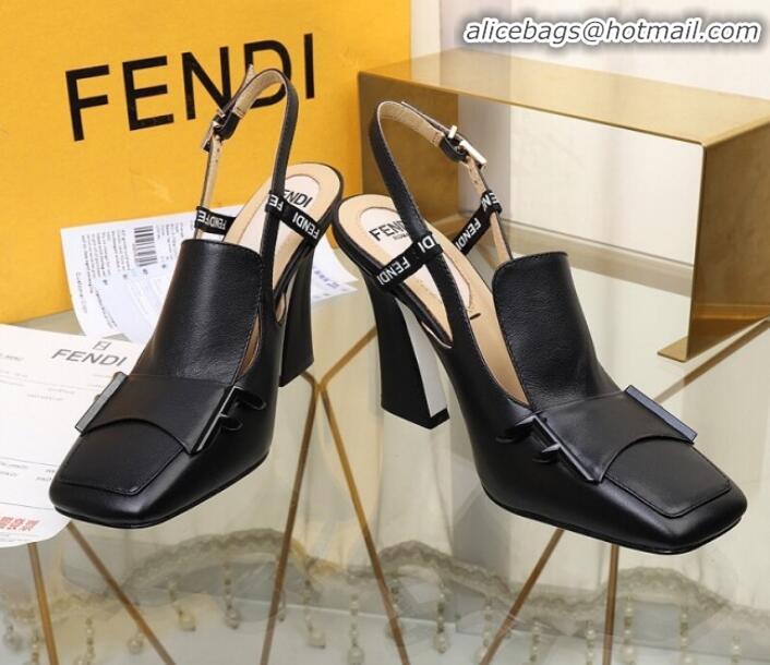 Top Sale Fendi F Charm Leather Slingback Pump G32904 Black 2020