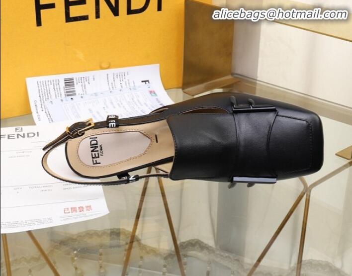 Top Sale Fendi F Charm Leather Slingback Pump G32904 Black 2020