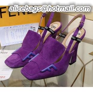 Sumptuous Fendi F Charm Suede Slingback Pump G32904 Purple 2020