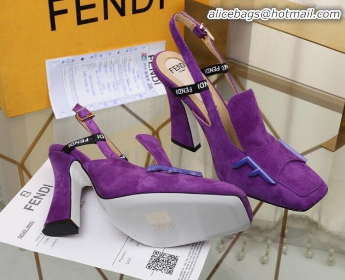 Sumptuous Fendi F Charm Suede Slingback Pump G32904 Purple 2020