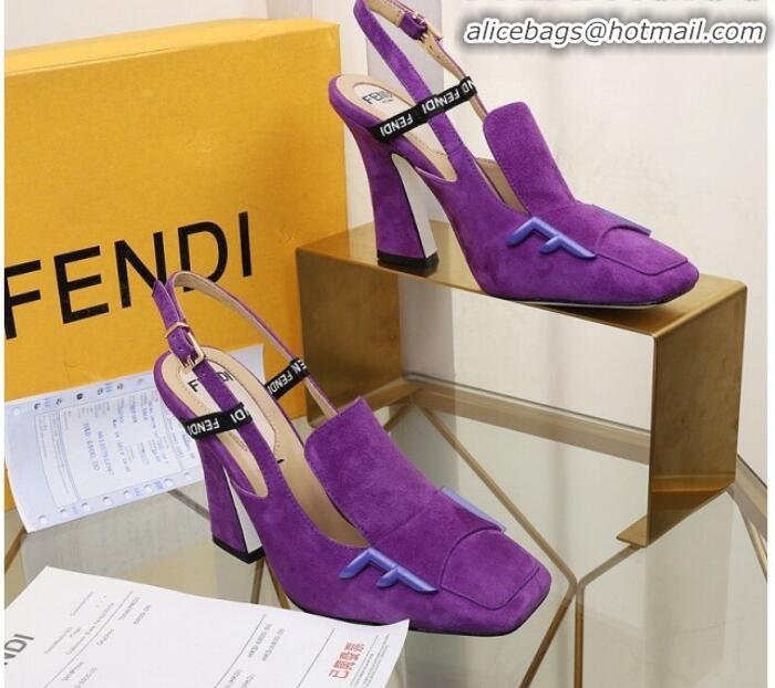 Sumptuous Fendi F Charm Suede Slingback Pump G32904 Purple 2020