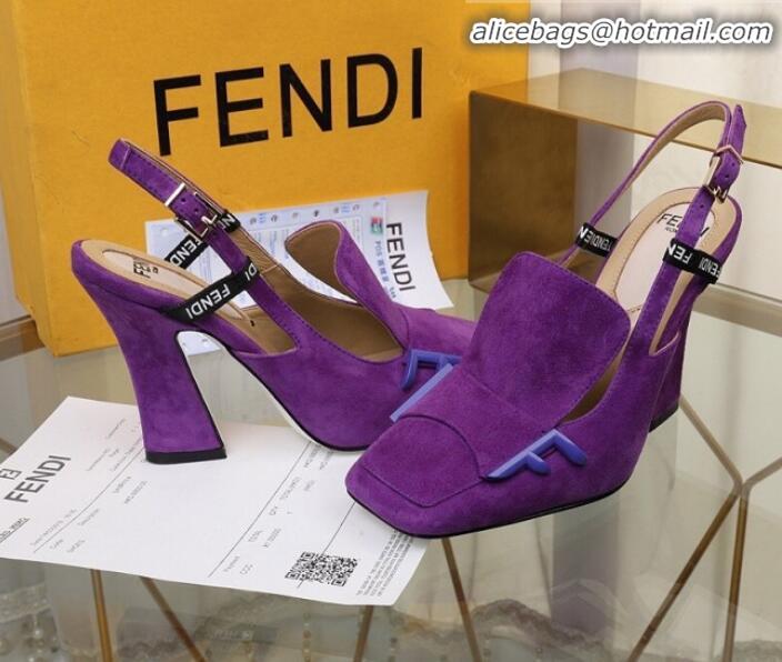 Sumptuous Fendi F Charm Suede Slingback Pump G32904 Purple 2020