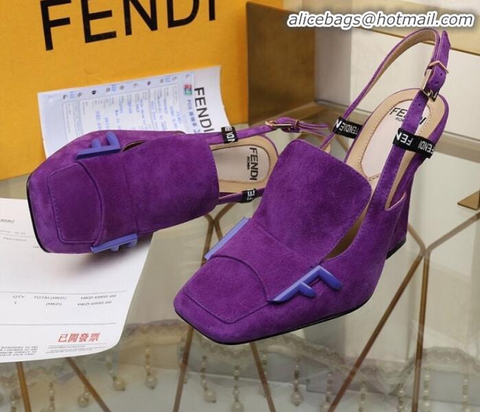 Sumptuous Fendi F Charm Suede Slingback Pump G32904 Purple 2020