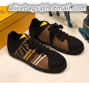 Discount Fendi FF Logo Fabric Sneakers G41656 Coffee 2020