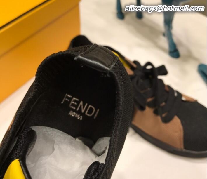 Discount Fendi FF Logo Fabric Sneakers G41656 Coffee 2020