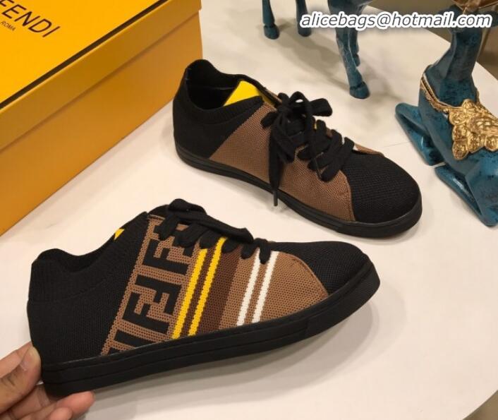 Discount Fendi FF Logo Fabric Sneakers G41656 Coffee 2020