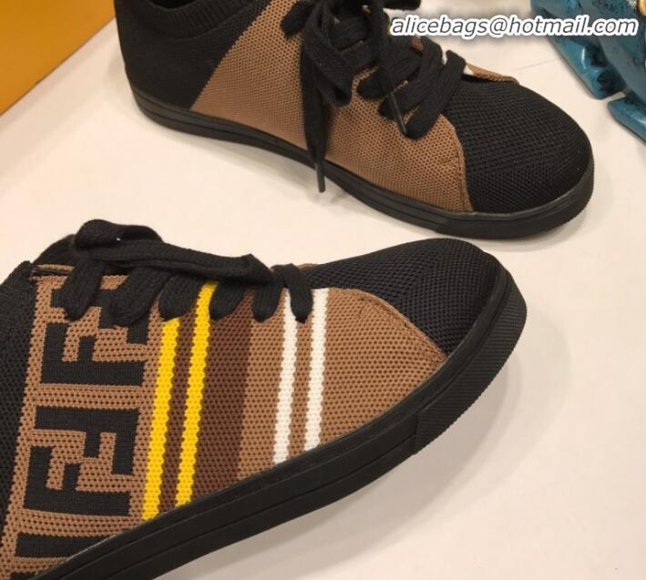 Discount Fendi FF Logo Fabric Sneakers G41656 Coffee 2020