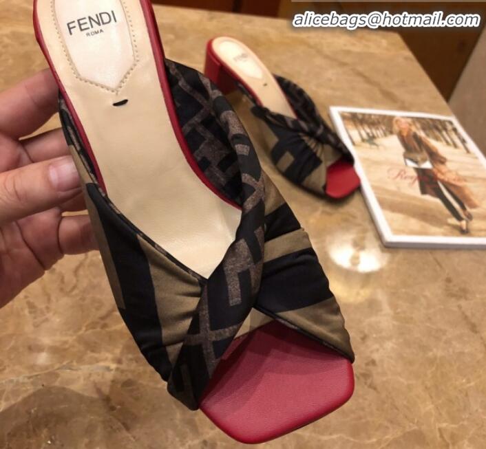 Low Cost Fendi FF Logo Heel Sabots Twist Sandals G41658 2020