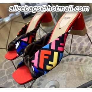 New Design Fendi Twist FF Logo Mid-Heel Slide Sandals G51591 Red