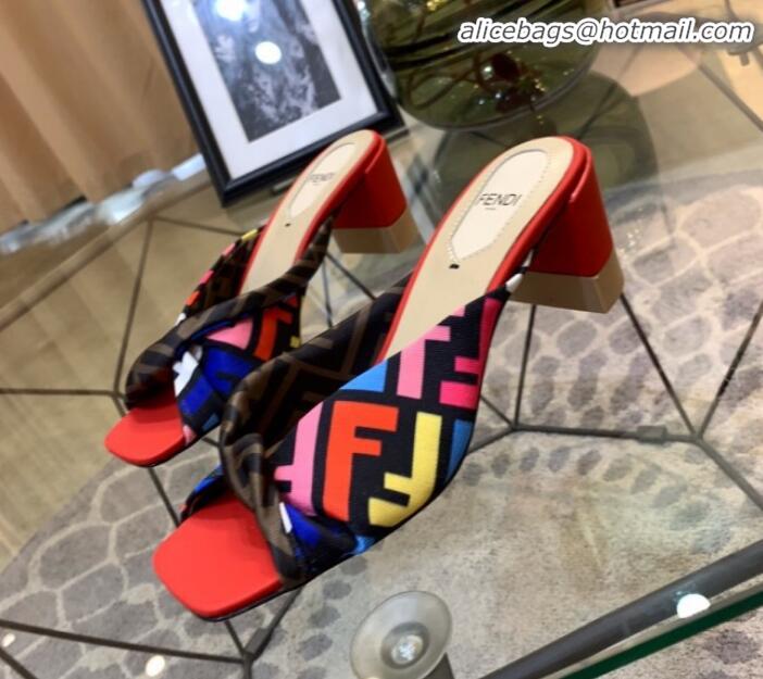 New Design Fendi Twist FF Logo Mid-Heel Slide Sandals G51591 Red