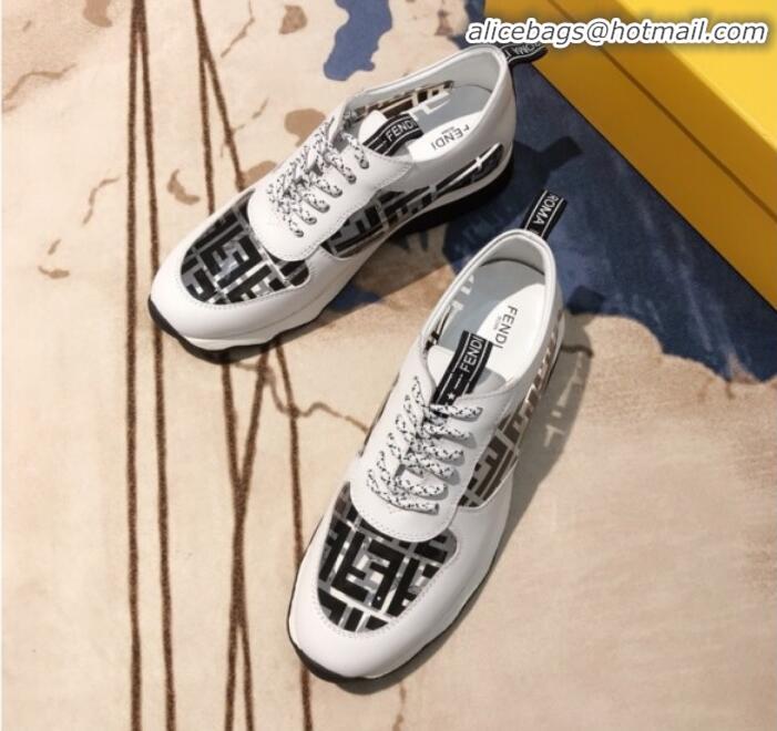 Best Quality Fendi FF PVC and Calfskin Sneakers G60133 White/Black