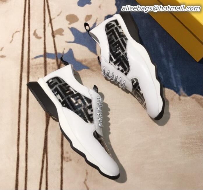 Best Quality Fendi FF PVC and Calfskin Sneakers G60133 White/Black