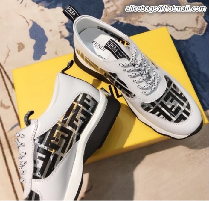 Best Quality Fendi FF PVC and Calfskin Sneakers G60133 White/Black