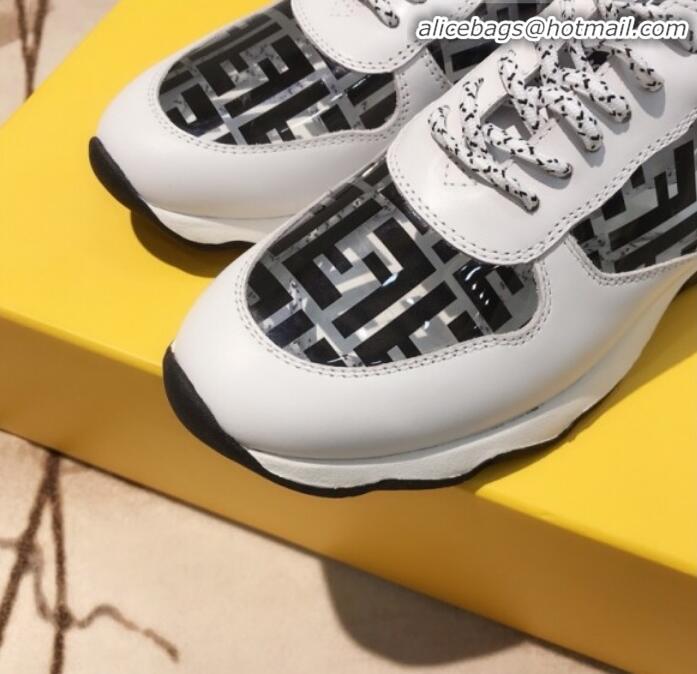 Best Quality Fendi FF PVC and Calfskin Sneakers G60133 White/Black