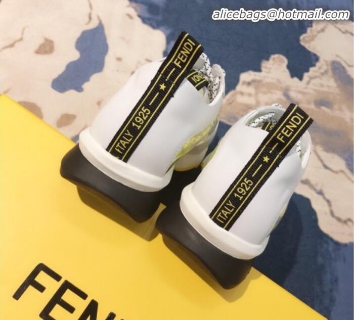 Shop Duplicate Fendi FF PVC and Calfskin Sneakers G60133 White/Yellow