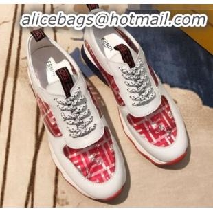 Fashion Fendi FF PVC and Calfskin Sneakers G60133 White/Red