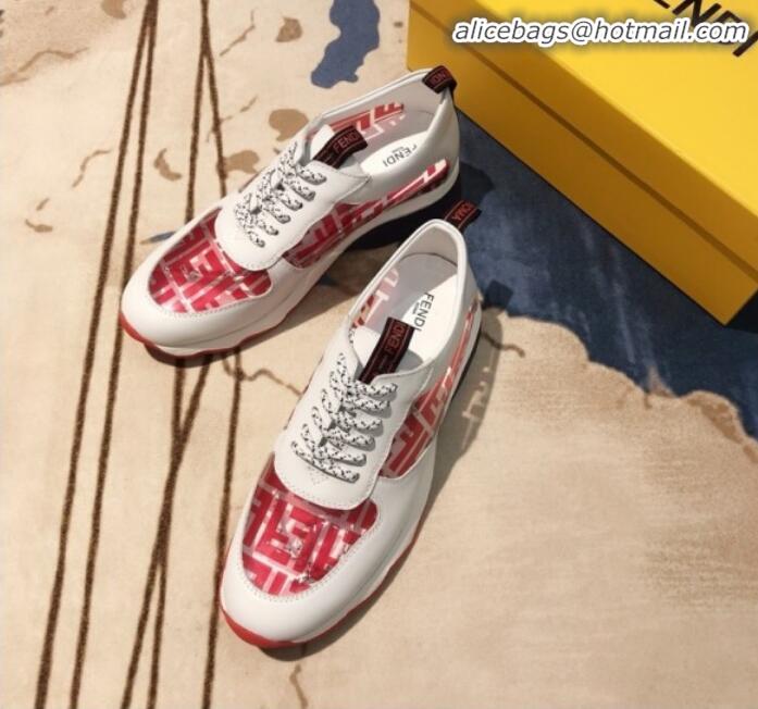 Fashion Fendi FF PVC and Calfskin Sneakers G60133 White/Red