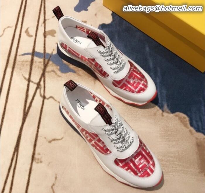 Fashion Fendi FF PVC and Calfskin Sneakers G60133 White/Red