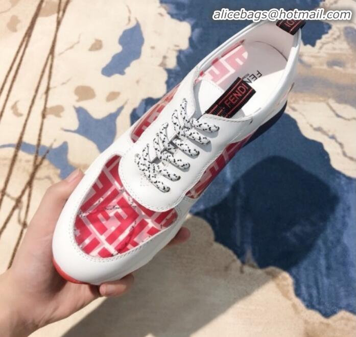 Fashion Fendi FF PVC and Calfskin Sneakers G60133 White/Red