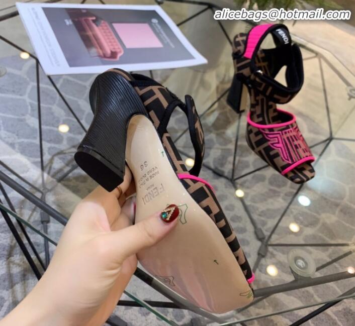 Best Product Fendi FFreedom FF Fabric Heel Sandals with Wide Band Hot Pink G61303