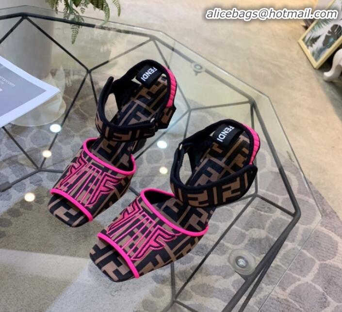 Best Product Fendi FFreedom FF Fabric Heel Sandals with Wide Band Hot Pink G61303