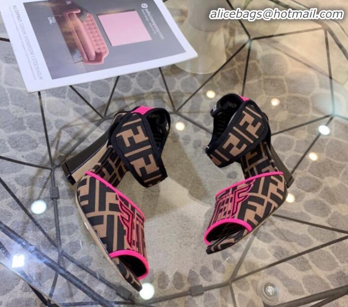 Best Product Fendi FFreedom FF Fabric Heel Sandals with Wide Band Hot Pink G61303