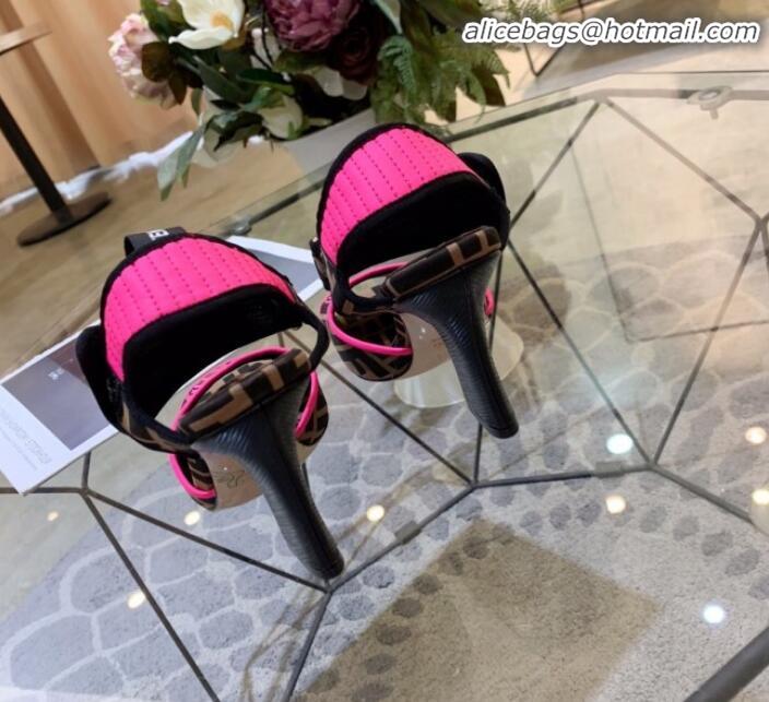 Best Product Fendi FFreedom FF Fabric Heel Sandals with Wide Band Hot Pink G61303