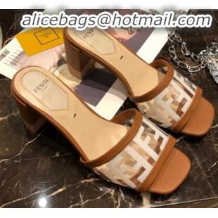 Fashion Fendi FF PVC Heel Slide Sandals G62129 Brown