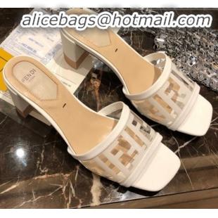 Discount Fendi FF PVC Heel Slide Sandals G62129 White 