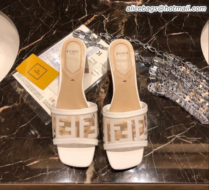 Discount Fendi FF PVC Heel Slide Sandals G62129 White 